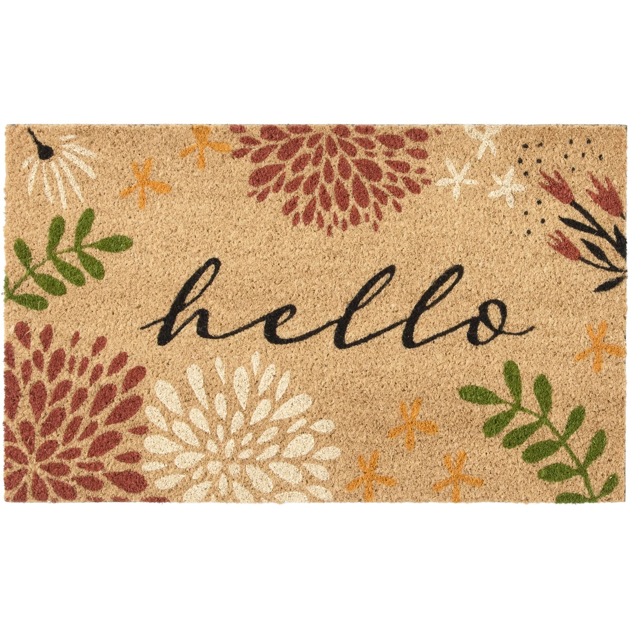 Mainstays Coir Hello Bloom Indoor/Outdoor Doormat, Multi, 18"x30" | Walmart (US)