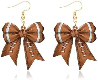 Baseball Football Earrings for Women Acrylic Bow Cheer Dangle Earrings for Game Day Shirts Outfit... | Amazon (US)