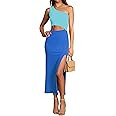 Pink Queen Women's Summer One Shoulder Sleeveless Cutout Side Slit Bodycon Maxi Long Dress | Amazon (US)