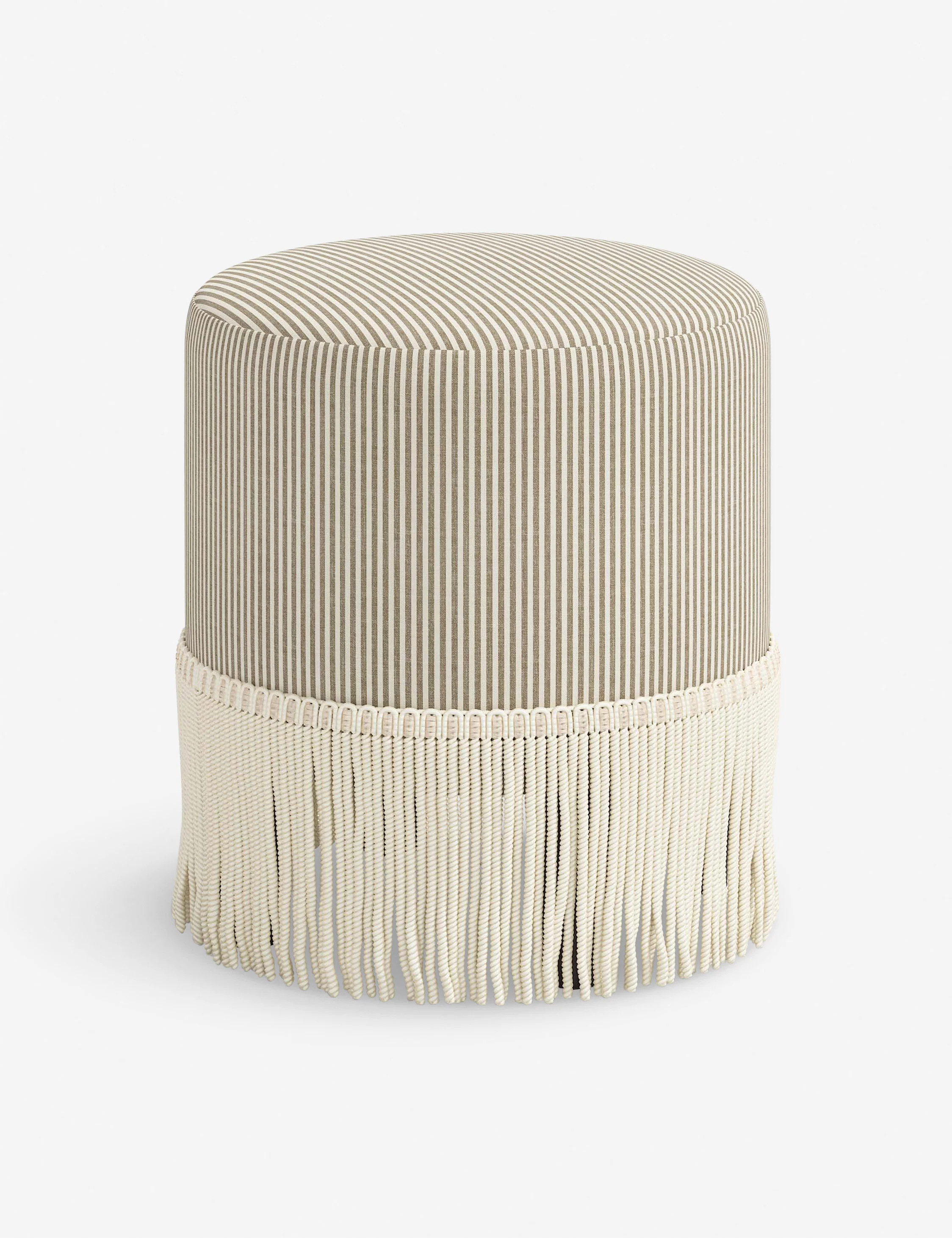 Alair Round Ottoman, Tan Stripe | Lulu and Georgia 