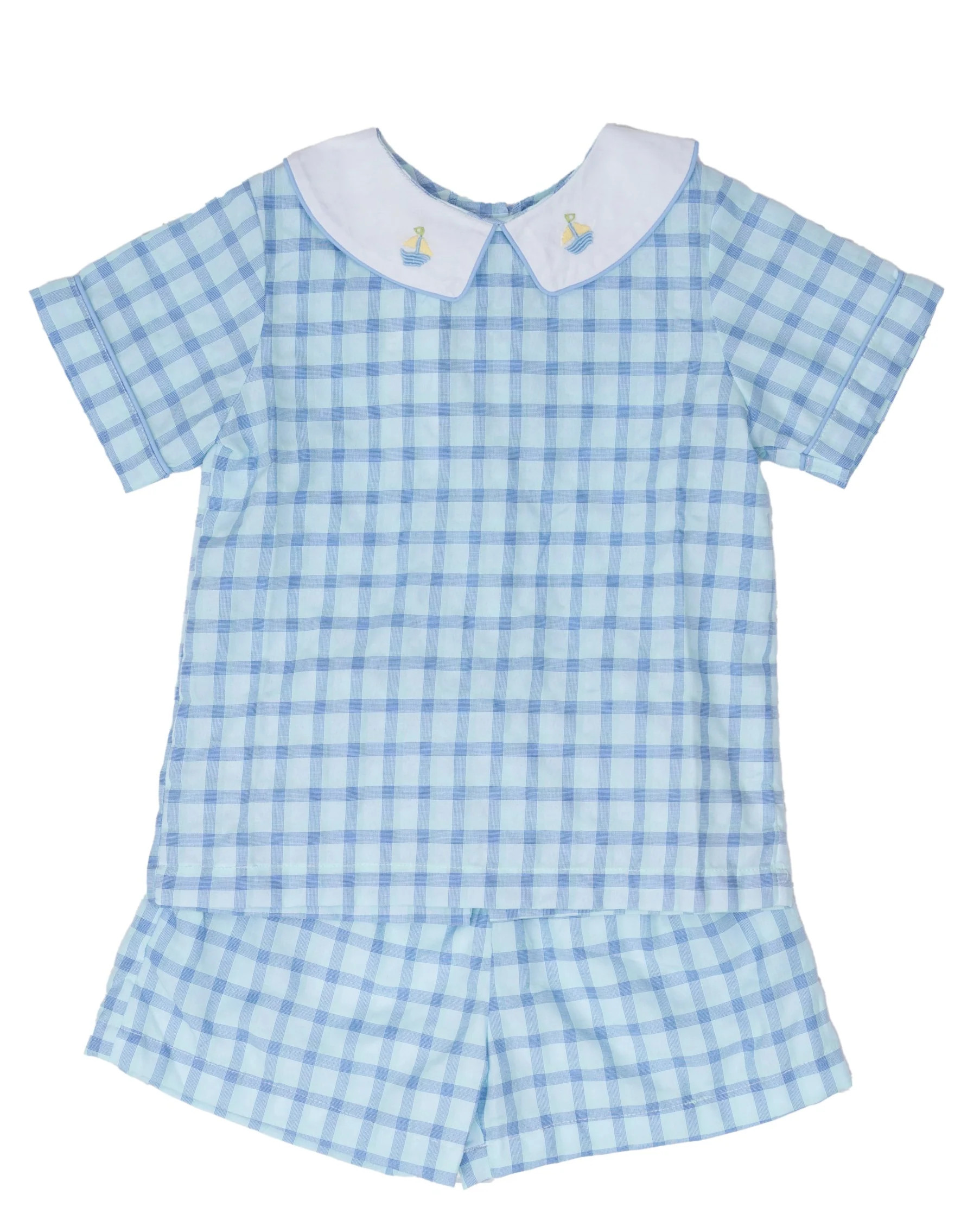 John Blue & Green Check Short Set | The Oaks Apparel Company