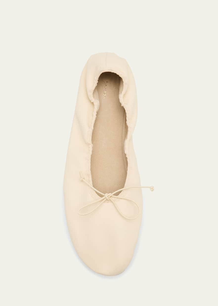 THE ROW Leather Bow Ballerina Flats | Bergdorf Goodman