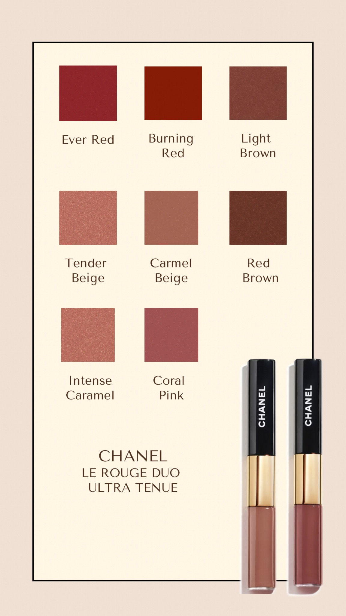 Chanel Le Rouge Duo Ultra Tenue for autumns, true autumn, dark autumn, soft autumn, hocautumn, house of colour autumn, color analysis, warm undertones, warm lip, lip gloss, long wear, lip stick, beauty

#LTKBeauty #LTKSeasonal