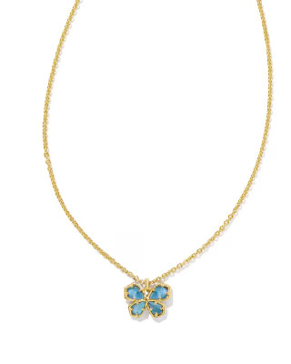 Mae Gold Butterfly Short Pendant Necklace in Indigo Watercolor Illusion | Kendra Scott