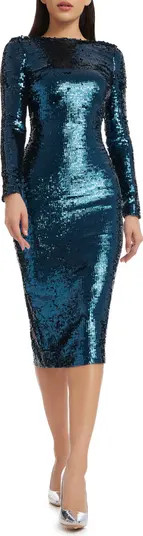 Dress the Population Emery Sequin Long Sleeve Midi Dress | Nordstrom | Nordstrom
