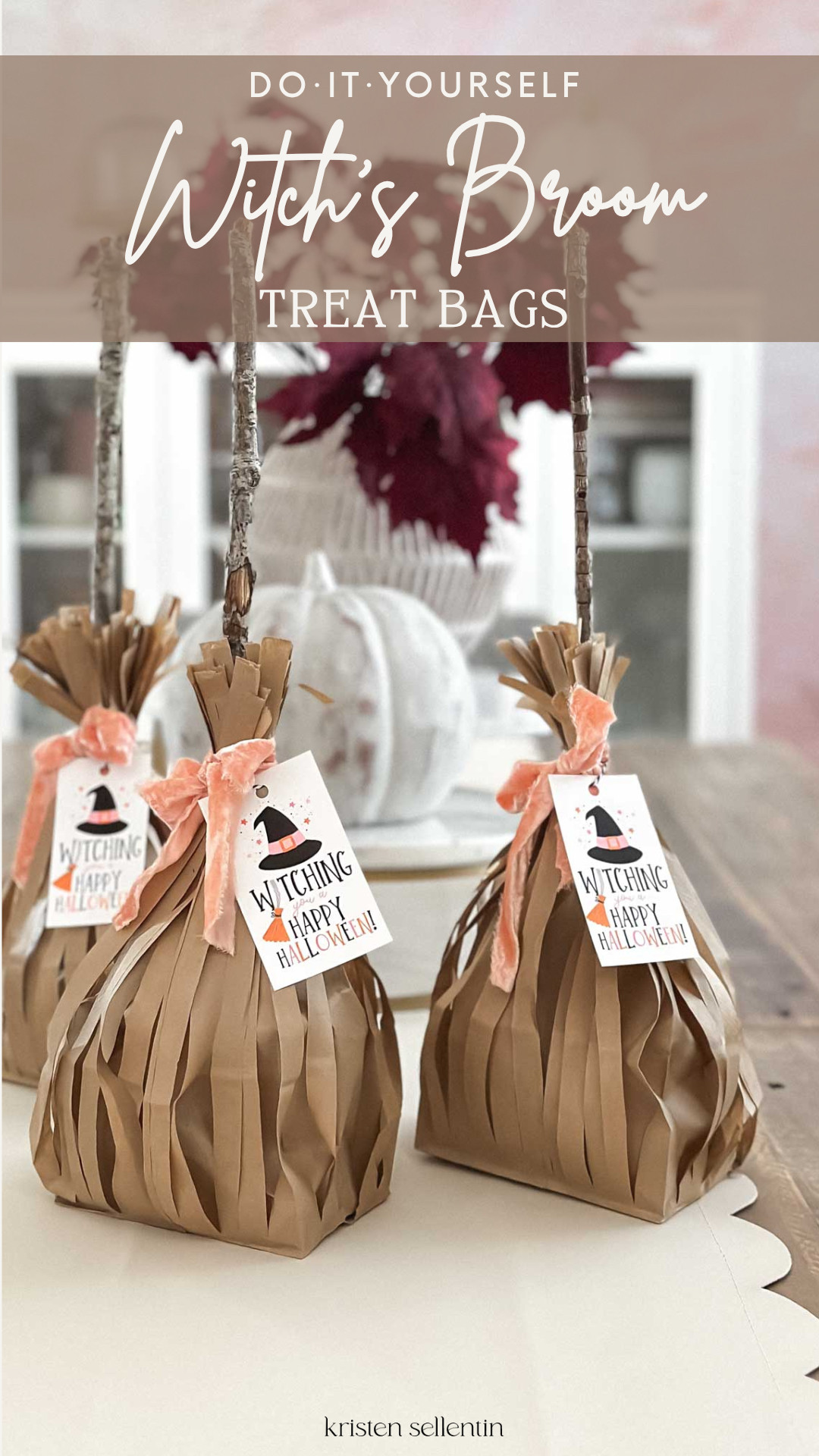 DIY Witch's Broom Treat Bags are an affordable and fun favor at a Halloween Party - easy to assemble and fill with your choice of Halloween treats and toys!

#LTKdayinmylife #LTKmomlife #LTKSeasonal