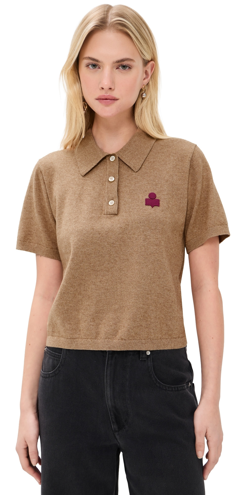 Isabel Marant Étoile Althea Polo Sweater Camel/Granita 44 | Shopbop
