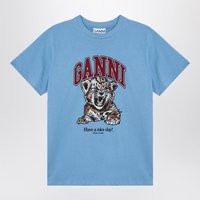 Ganni Blissful Blue Cherry T Shirt In Jersey | Balardi (US & Canada)