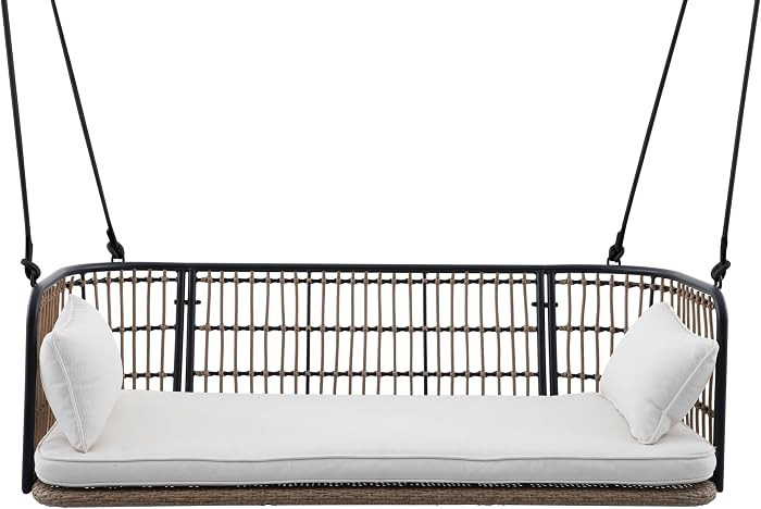East Green Remy 5 Foot Porch Swing with Cushions - Metal and Wicker Porch Swing with Hanging Rope... | Amazon (US)