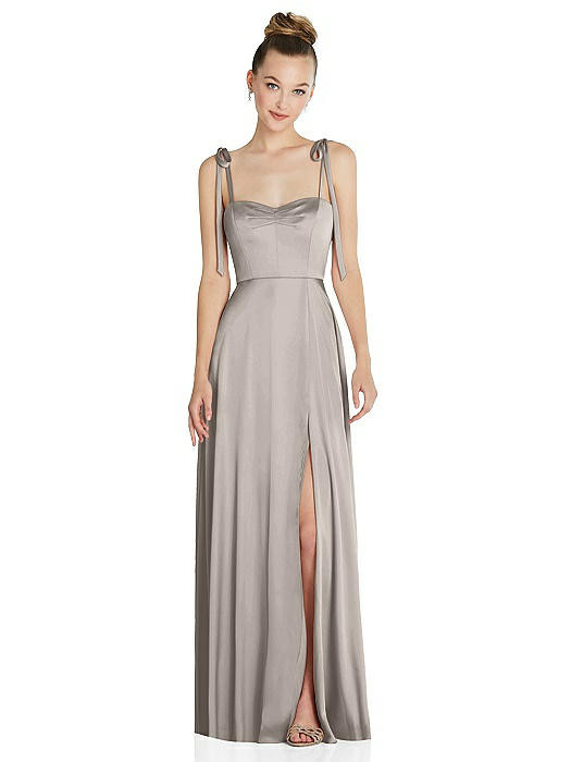 Tie Shoulder A-Line Maxi Dress with Pockets | The Dessy Group