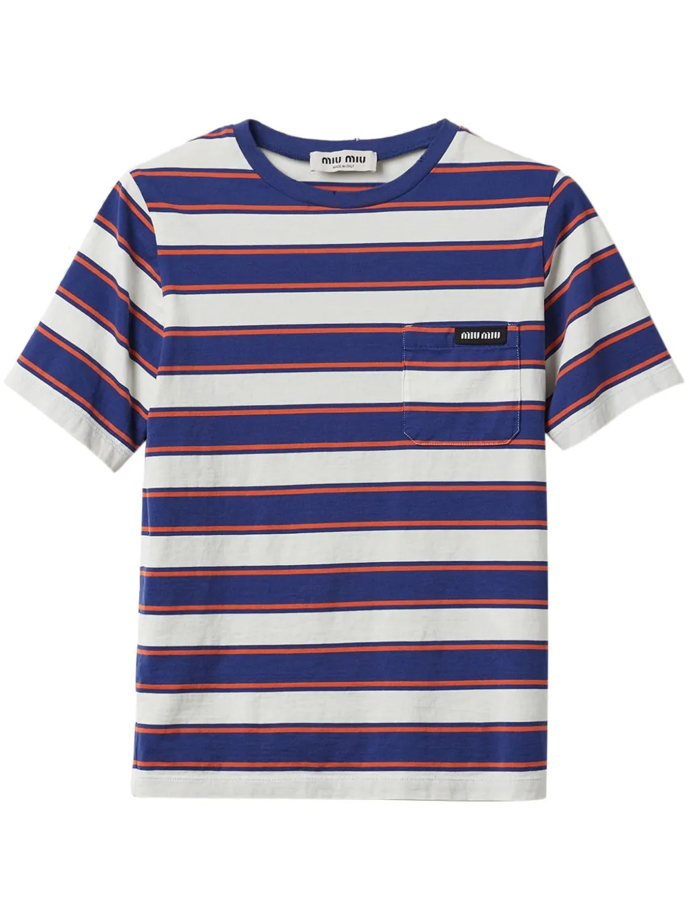 Miu Miu Striped Cotton T-shirt | Blue | FARFETCH UK | Farfetch Global