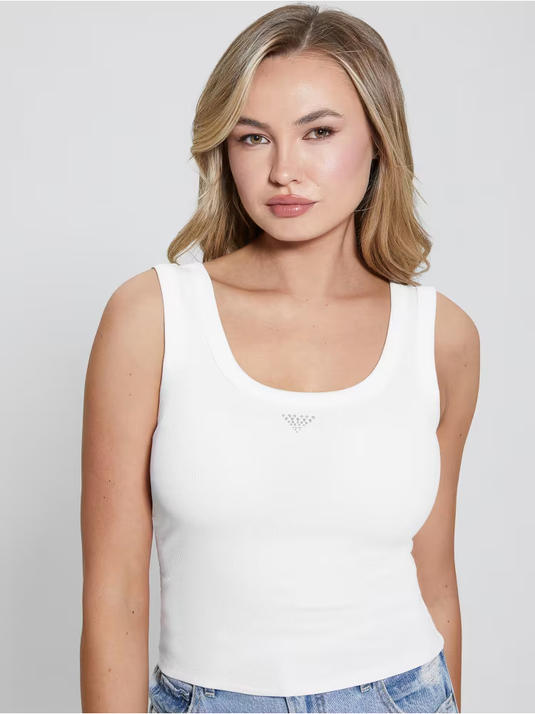 Eco Triangle Bling Ribbed Tank | Guess (US)