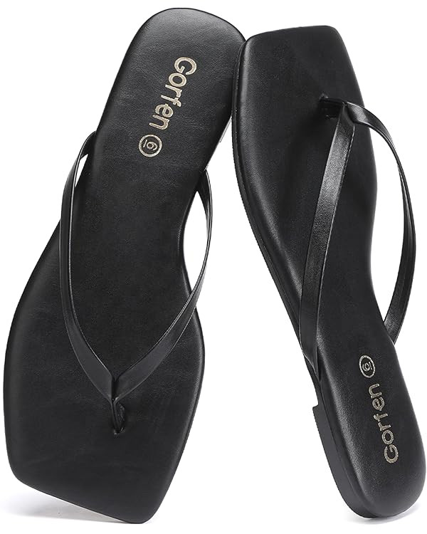 Flip Flops for Women Comfortable Square Toe Casual Beach Sandals Summer Outdoor and Everyday Wear | Amazon (US)
