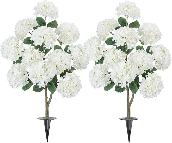 GTIDEA 2 Pack 3.5FT Artificial Hydrangea Tree Outdoor Fake Tree with Spikes Faux Hydrangea Bushes... | Amazon (US)