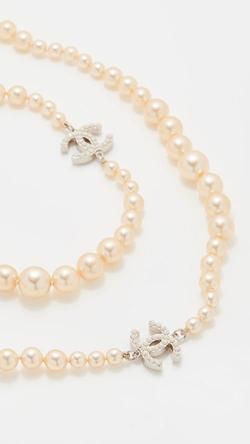 Shopbop Archive Chanel Graduated Imitation Pearl CC Necklace | SHOPBOP | Shopbop