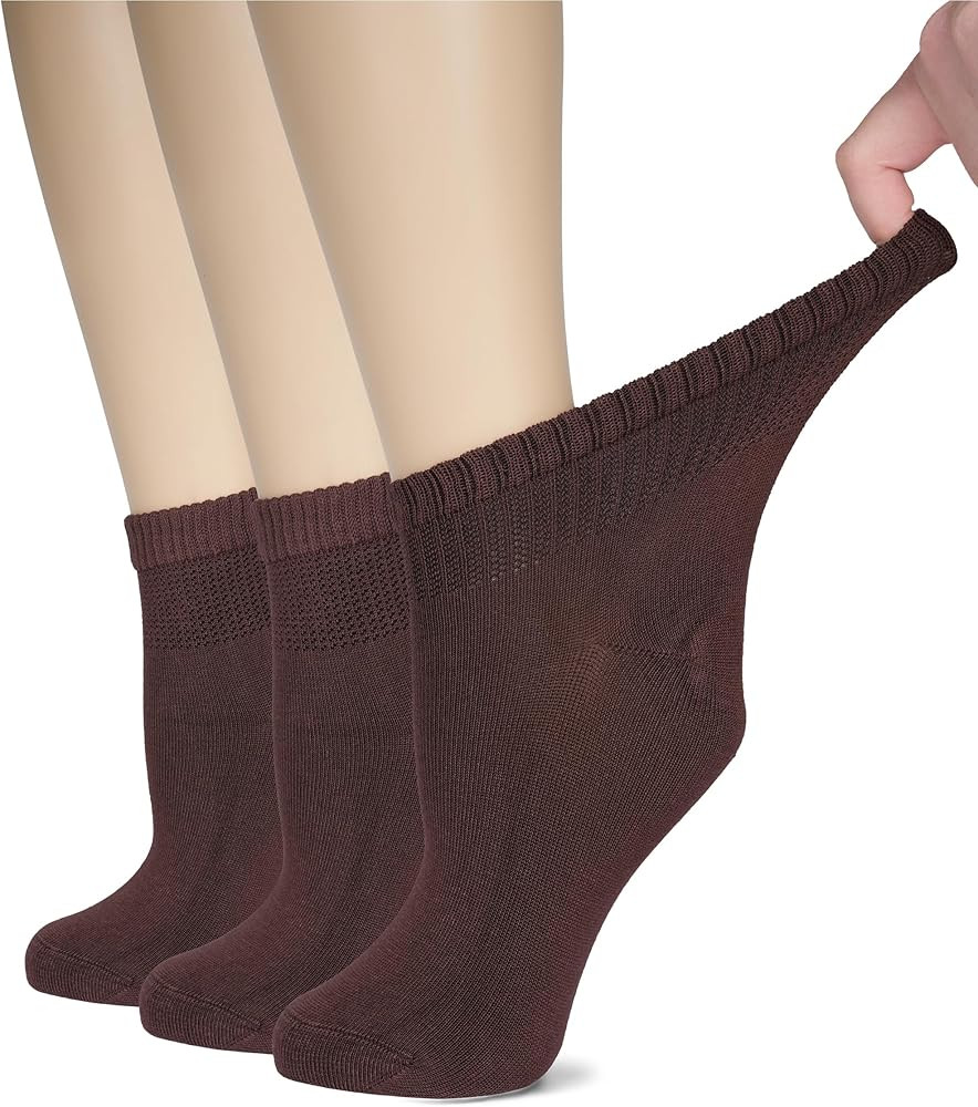 Hugh Ugoli Women's Bamboo Diabetic Ankle Socks, Super Soft Seamless Toe Non Binding, Wide, Loose ... | Amazon (US)