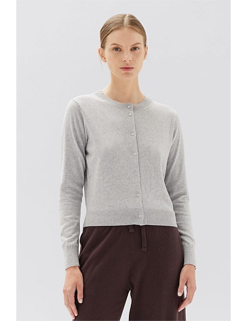 Semra Cotton Cashmere Cardigan Grey Marle | David Jones (Australia & New Zealand)