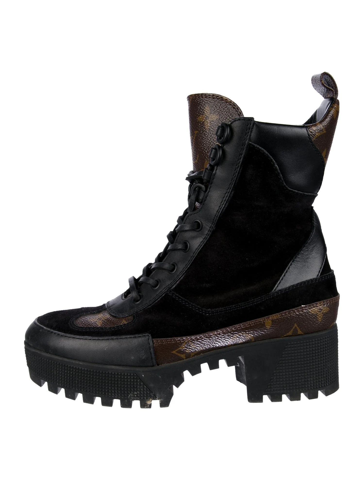 LV Monogram Suede Lace-Up Boots | The RealReal