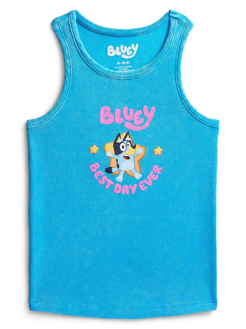 Bluey Girls Best Day Ever Mineral Wash Graphic Tank Top, Sizes 4-16 | Walmart (US)