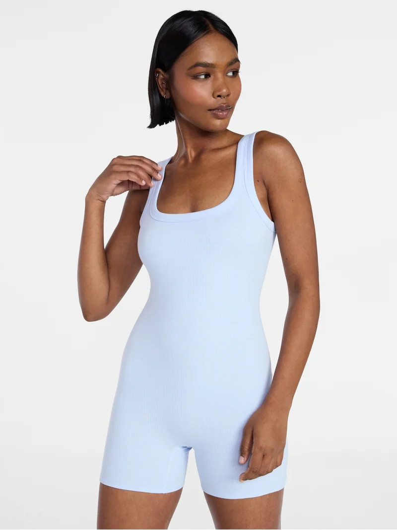 No Boundaries Cotton Stretch Ribbed Cozy Romper, Women's XS-XXXL | Walmart (US)