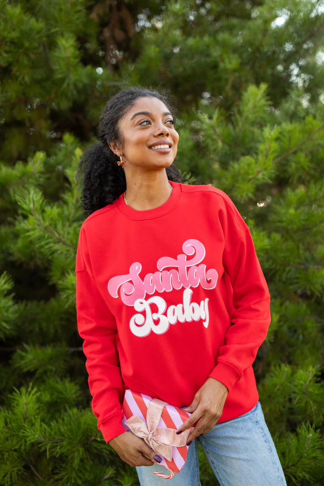 Santa Baby Red Graphic Sweatshirt | Pink Lily