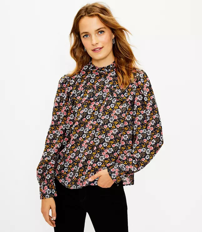 Floral Ruffle Blouse | LOFT