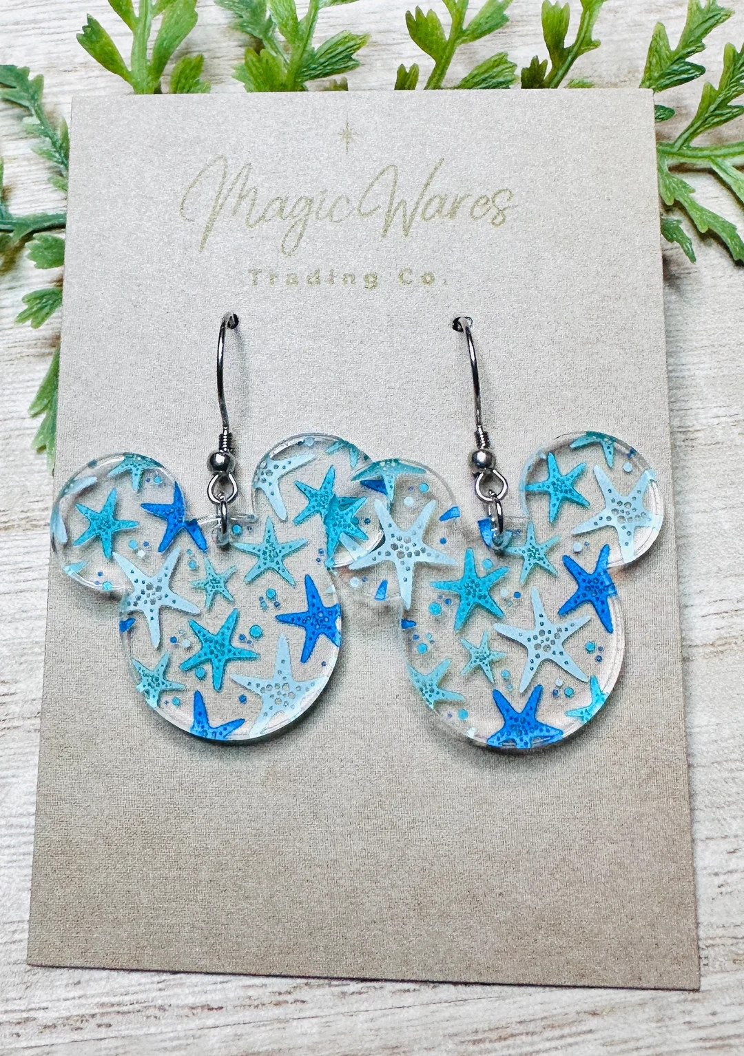 Starfish Mouse, Mouse Head Shaped, Laser Cut Starfish Pattern Crystal Acrylic Dangle Earrings, Ma... | Etsy (Global)