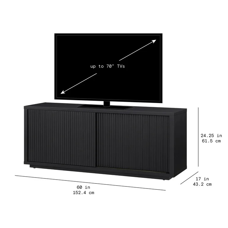 Beautiful Fluted TV Stand for TV’s up to 70” by Drew Barrymore, Rich Black Finish | Walmart (US)