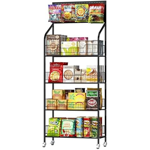 Candy Display Rack, 4-Tier Retail Display Racks Snack Bar Station, Metal Store Display Stand w/ W... | Amazon (US)