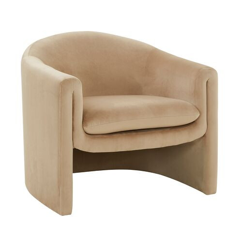 Kestrel Velvet Accent Chair - Light Brown, Comfortable, Durable | One Kings Lane