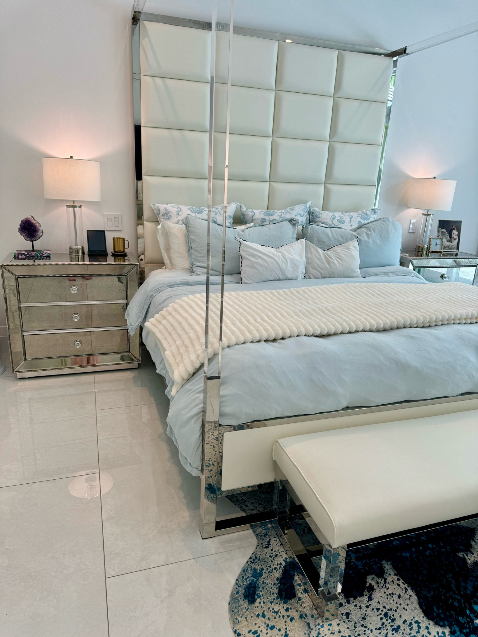 Light blue hues for a restful you! I love bringing color into my bedroom in a quiet and peaceful way 🩵

But my favorite thing in my bedroom is my ember mug as it keeps my tea at the perfect temperature as I slowly sip the evenings away 🌚

#LTKStyleTip #LTKHome #LTKFindsUnder100