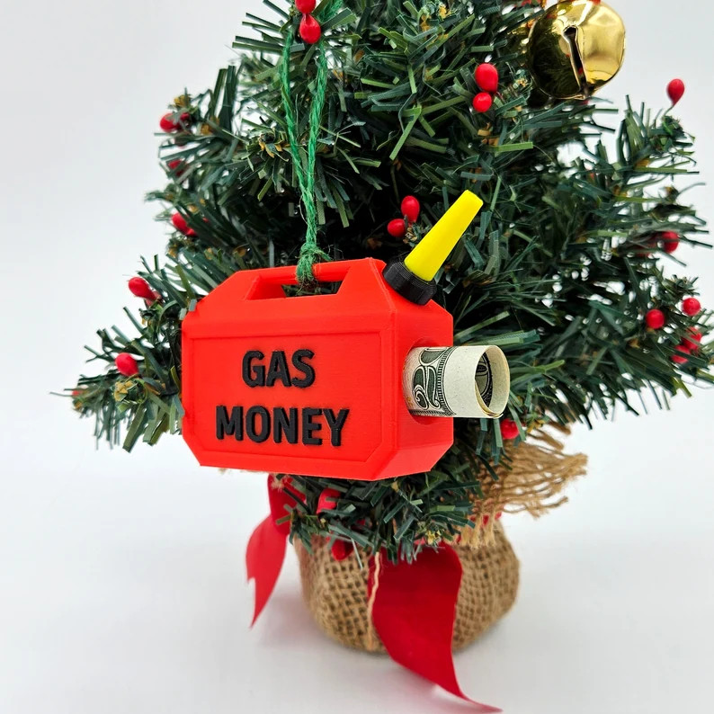 Gas Can Money Holder Christmas Tree Ornament - A Quirky Holiday Gift 3D Printed | Etsy (US)