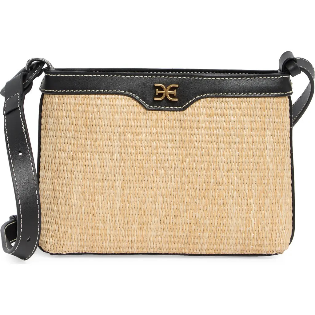 Sam Edelman Marsella Raffia Crossbody Bag in Beige/Black at Nordstrom Rack | Nordstrom Rack