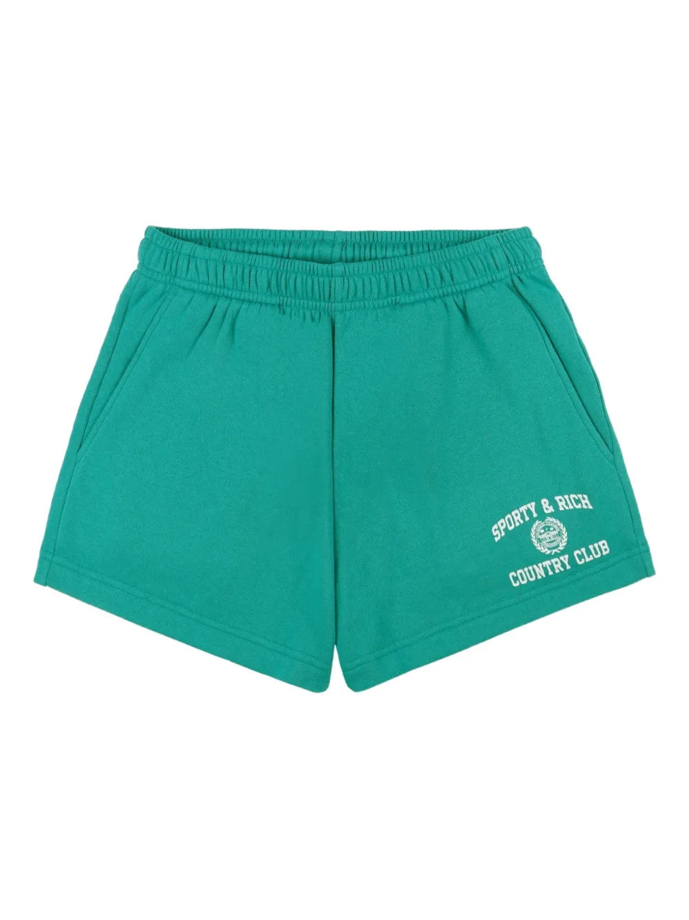 Sporty & Rich Varsity logo-print elasticed-waistband shorts - Green | Farfetch Global