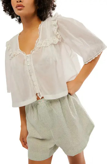 Free People Luna Ruffle Semisheer Cotton Blend Top | Nordstrom | Nordstrom