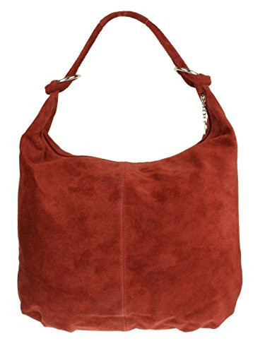 Girly HandBags Womens Hobo Italian Suede Genuine Leather Shoulder Bag Burgundy | Amazon (US)