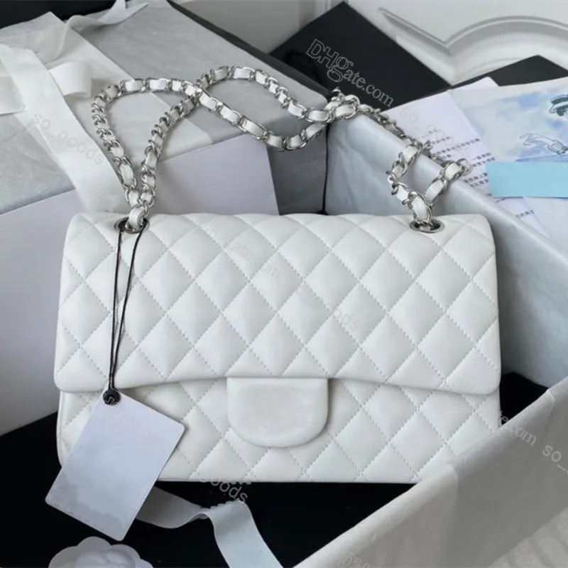 with box 7A designer classic plaid flap bag shoulder caviar handbag gold silver chain leather cro... | DHGate