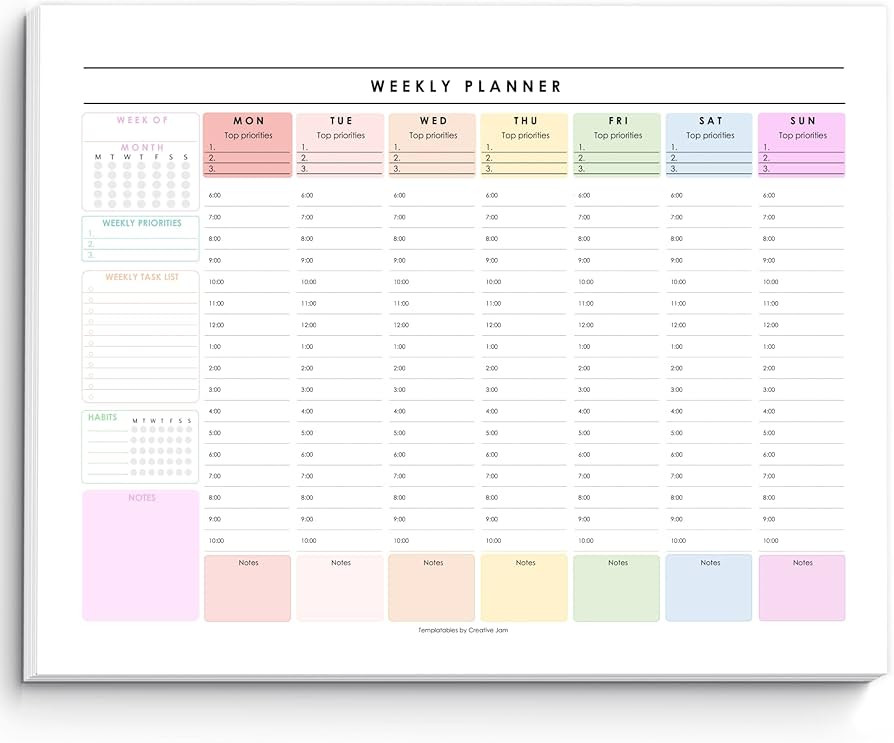Weekly Hourly Planner Notepad, Daily Planner Desk Pad, Weekly Schedule, To Do List Note Pad, ADHD... | Amazon (US)