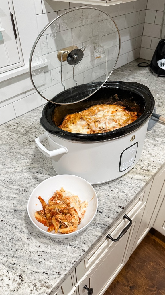🍝 Easy Crockpot Ground Beef Baked Ziti Recipe! 🍝

Looking for a cozy, one-pot dinner that’s a hit with the whole family? Try this crockpot baked ziti—so easy to make and full of cheesy goodness. Perfect for busy weeknights or when you need a comfort meal!

Ingredients:

	•	32 oz ricotta cheese
	•	2 large eggs
	•	1 tsp salt
	•	1 tsp dried basil
	•	1/4 tsp pepper
	•	1/4 cup grated parmesan cheese + more for topping
	•	48 oz marinara sauce (2 jars, 24 oz each)
	•	12 oz gluten-free penne pasta
	•	16 oz shredded mozzarella cheese
	•	1 lb ground beef

Instructions:

	1.	Brown ground beef on the stove until cooked through.
	2.	In a bowl, mix ricotta, eggs, 1 cup mozzarella, 1/4 cup parmesan, basil, salt, and pepper.
	3.	Spray your crockpot with non-stick spray and layer the bottom with marinara sauce.
	4.	Add half of the ground beef, followed by a layer of pasta.
	5.	Drop 5 scoops of the ricotta mixture and top with mozzarella cheese.
	6.	Repeat the layering 2 more times.
	7.	Finish with a layer of sauce, mozzarella, and parmesan.
	8.	Cook on HIGH for 2-2.5 hours.

That’s it! A delicious meal made right in your slow cooker & it’s so good heated back up as leftovers! 🍽️ 

💙Save this recipe & tag me if you try it and let me know how it turns out! 👇

#CrockpotZiti #SlowCookerRecipes #BakedZiti #GlutenFreePasta #GroundBeefRecipes