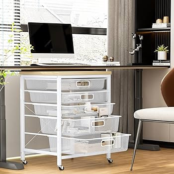 AWQM Rolling File Storage Cabinet,5 Drawers Cart Organizer with Lockable Wheels,Mobile Office Pri... | Amazon (US)