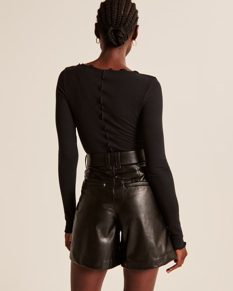 Women's 6 Inch Vegan Leather Tailored Shorts | Women's Bottoms | Abercrombie.com | Abercrombie & Fitch (US)