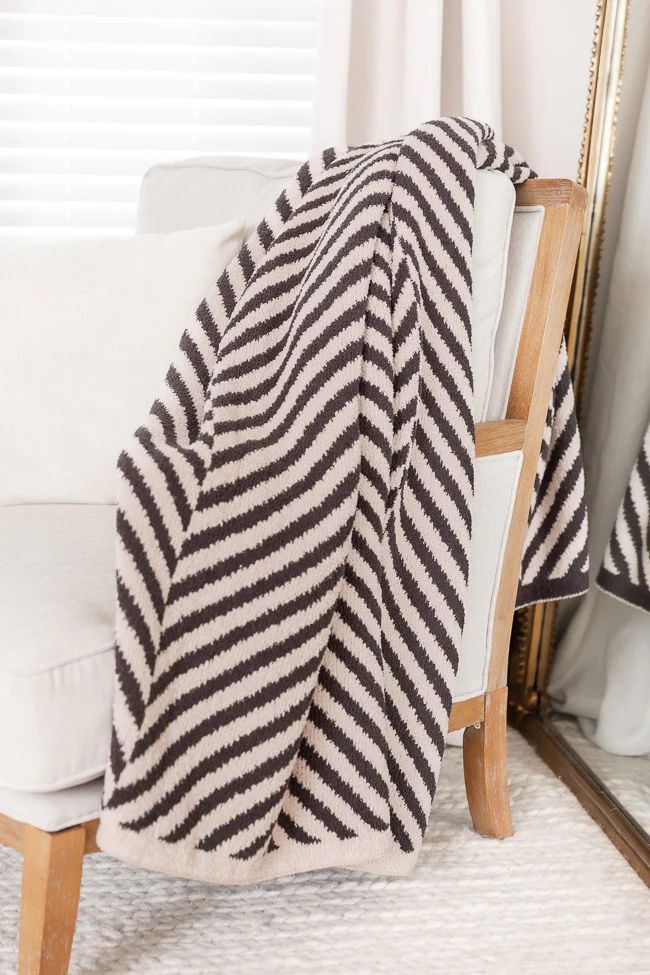 Make Me Believe Dark Grey Herringbone Blanket DOORBUSTER | Pink Lily