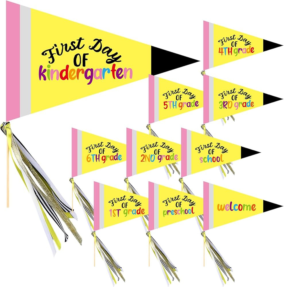 10 Pcs First Day of School Flag DIY 2025 Back to School Pennant First Day of Preschool Sign with ... | Amazon (US)