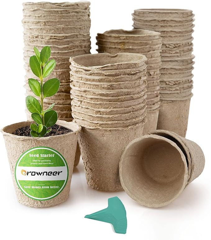 GROWNEER 60 Packs 3 Inch Peat Pots Plant Starters for Seedling with 15 Pcs Plant Labels Biodegrad... | Amazon (US)