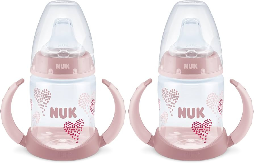 NUK Learner Cup, 5 Oz, Pack of 2, Pink Hearts, Soft Spout, Easy-Grip Handles, BPA Free, Spill Pro... | Amazon (US)