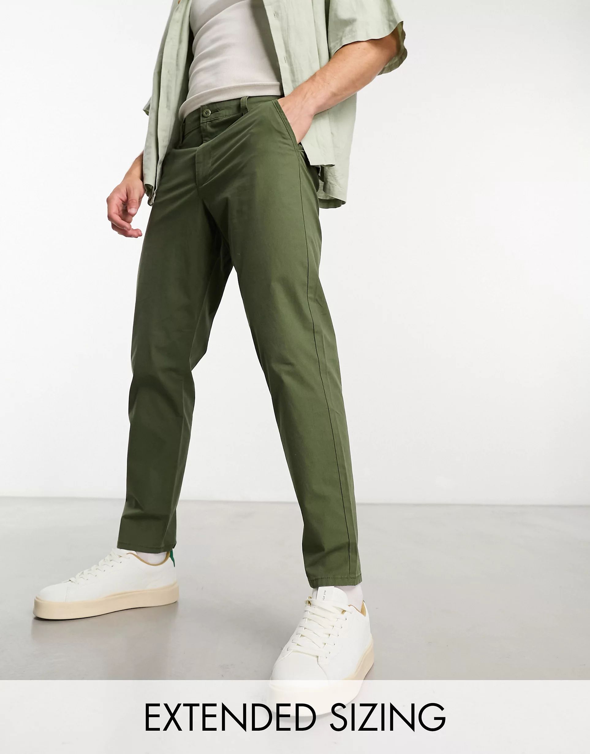 ASOS DESIGN classic rigid chinos in olive green | ASOS | ASOS (Global)