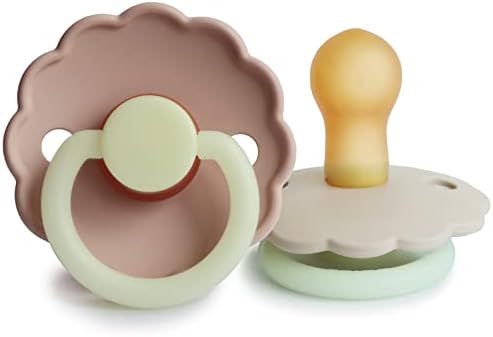 FRIGG Daisy Night Natural Rubber Baby Pacifier | Made in Denmark | BPA-Free (Blush/Cream, 0-6 Mon... | Amazon (US)
