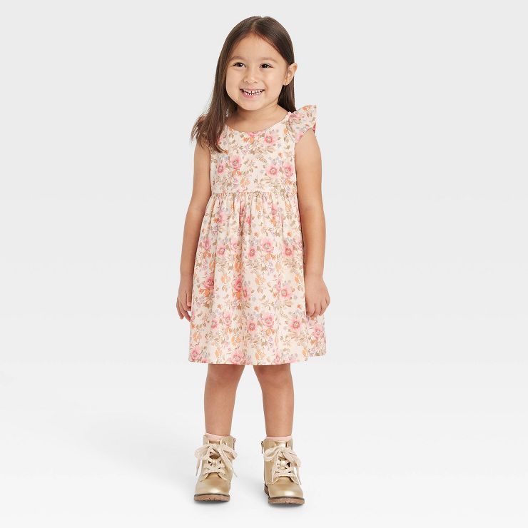 OshKosh B'gosh Toddler Girls' Floral Poplin Short Sleeve Dress - Cream | Target