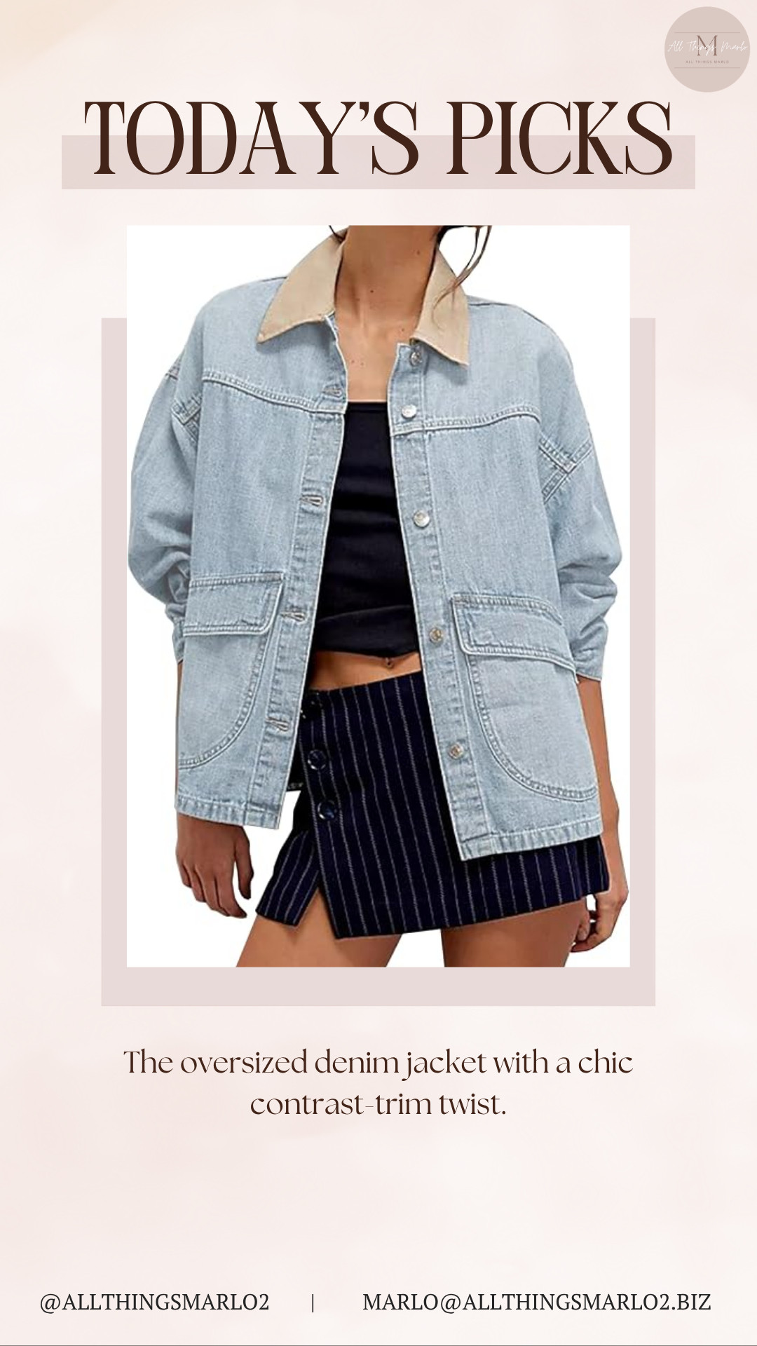 The oversized denim jacket with a chic contrast-trim twist. 

 #LTKSeasonal #LTKWorkwear #LTKTravel
