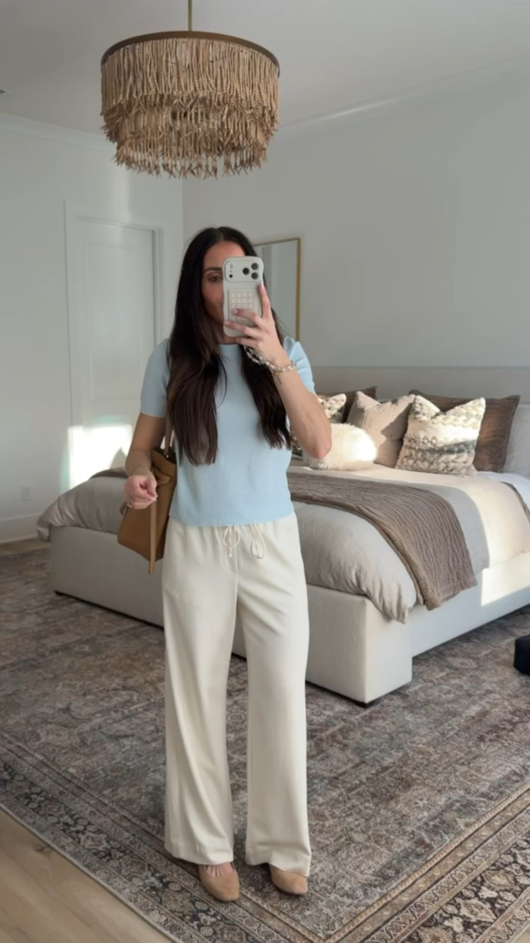 Spring outfit, light blue top, white flowy pants, pull on pants, target fashion, casual chic style, annabrstyle.

#LTKootd #LTKOver40